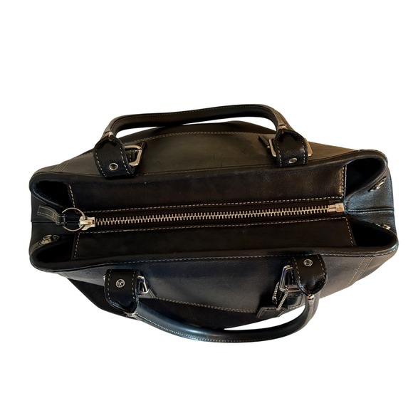 Vintage Coach Hampton Black Leather Satchel Tote Handbag NoF040 7555 - Picture 5 of 13